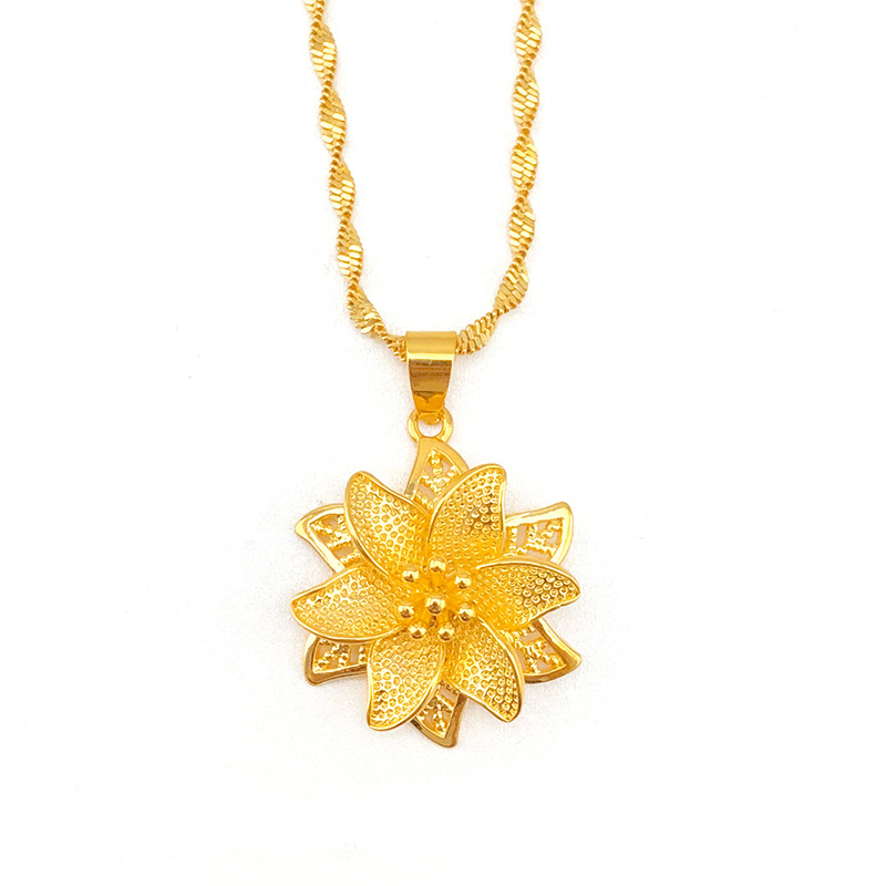 Kalung Emas Asli Kadar 375 Dengan Liontin Bunga Bauhinia Untuk Wanita