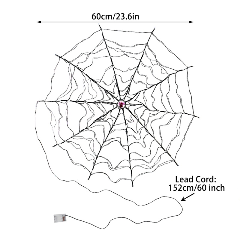 Zzz Lampu String LED Bentuk Jaring Laba-Laba Warna Ungu Untuk Dekorasi Halloween