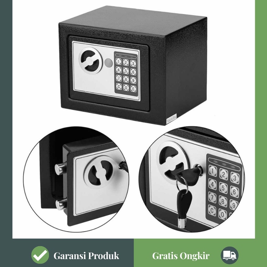 Mall Brankas Mini Celengan Elektrik Password Warna Hitam Safety Box Penyimpanan Uang berankas Celeng
