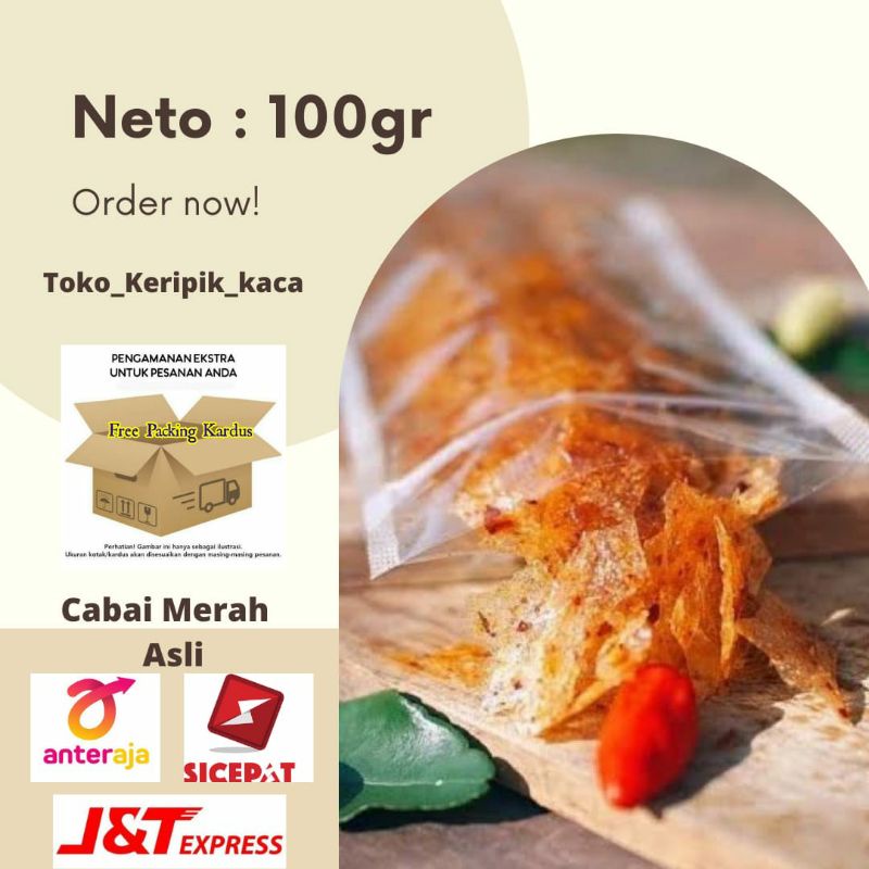 

Keripik kaca 100 gr kemasan pouch / kripik kaca pedas