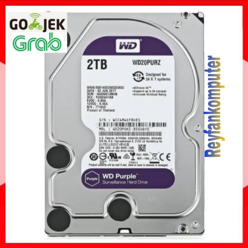 Hdd Hardisk Wd purple 2000gb / 2Tb Cctv komputer