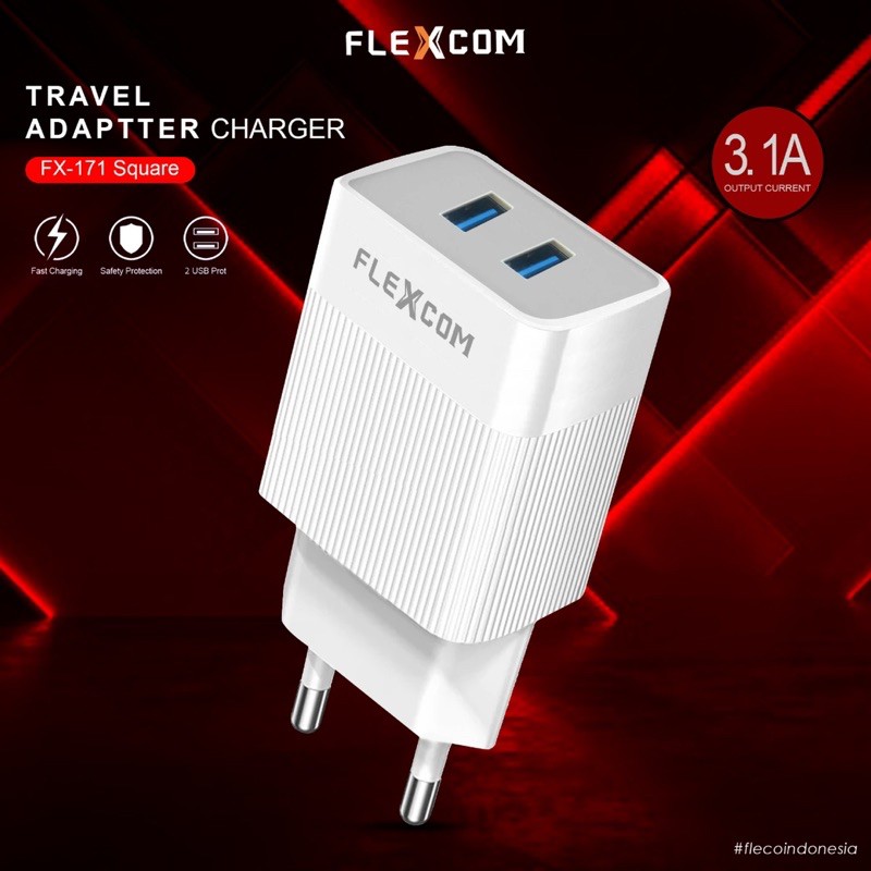 ADAPTOR CHARGER FX171 2USB FLEXCOM CAS ORIGINAL BY FLECO (non kabel)