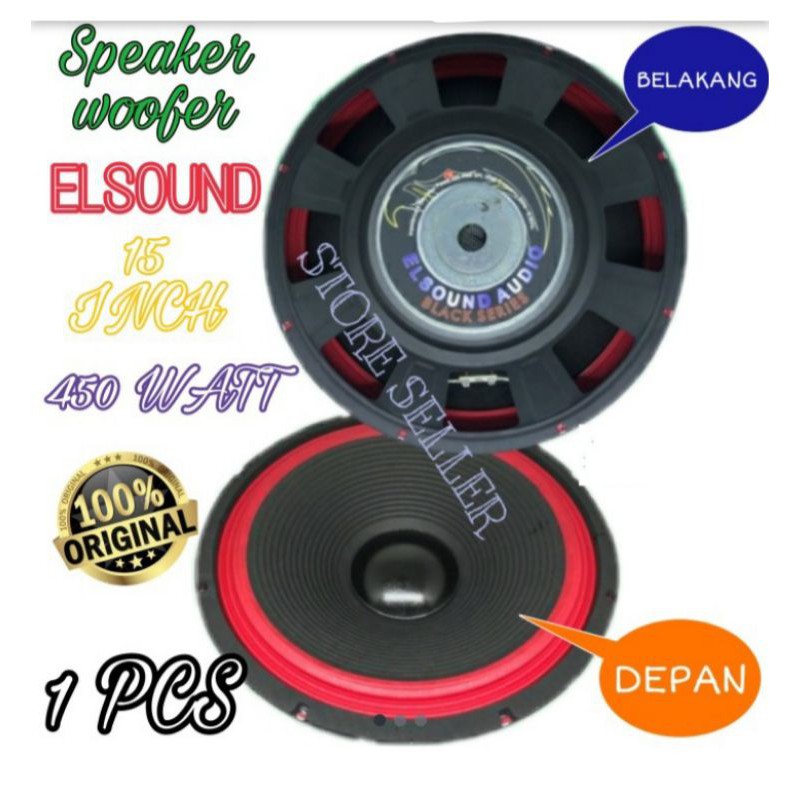 Speaker Woofer ELSOUND 15inch RED SERIES 450watt ORIGINAL