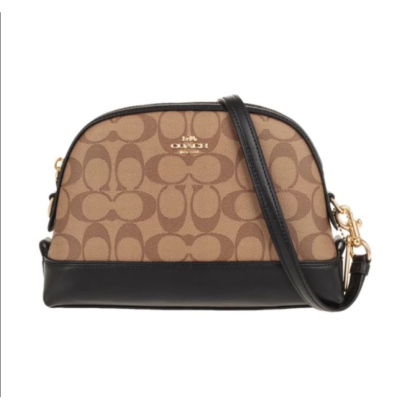 Coach Dome Crossbody Shoulder Signature Canvas Classic Brown Black (F76674)