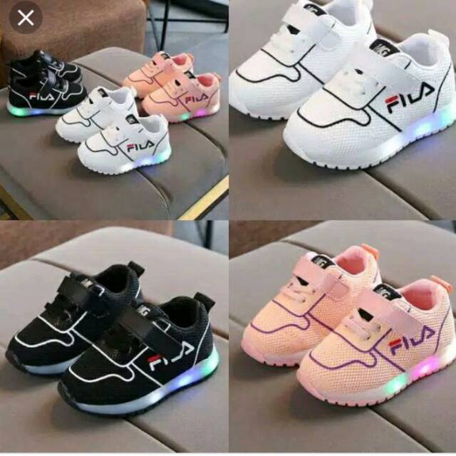 FILA sepatu anak led import,sepatu anak lampu, sepatu bayi,sepatu sport casual