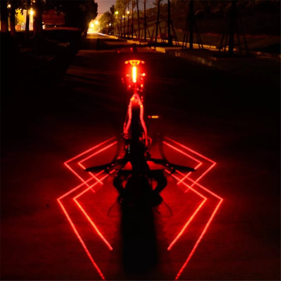 Spider Lampu Laser belakang sepeda 5 led Laser Bike Tail Light safety