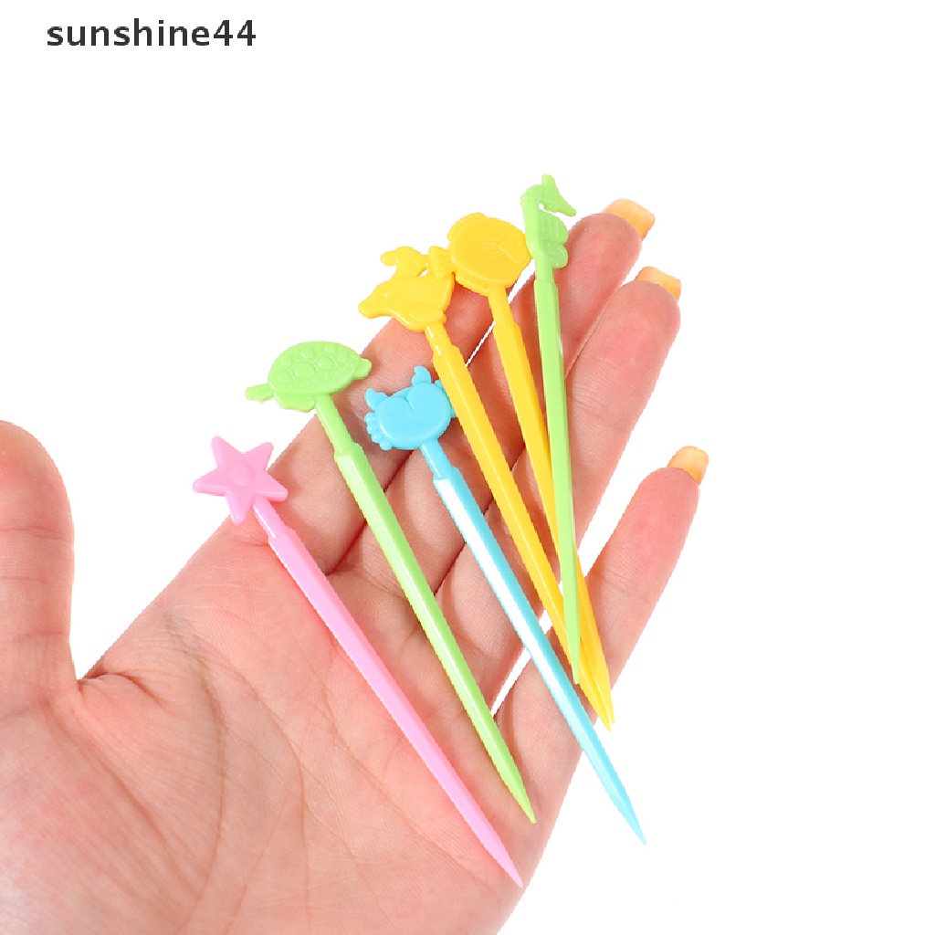 Sunshine 20Pcs Garpu Buah Desain Kartun Binatang Kecil Lucu Bahan Plastik