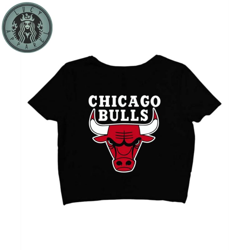 CROP TEE CHICAGO BULLS | KAOS CROP TOP VINTAGE CHICAGO BULLS OVERSIZE HITAM WANITA | CROPTEE WOMAN