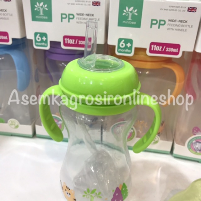 Botol susu minitree 2fungsi 180ml 330ml bisa dot dan sedotan