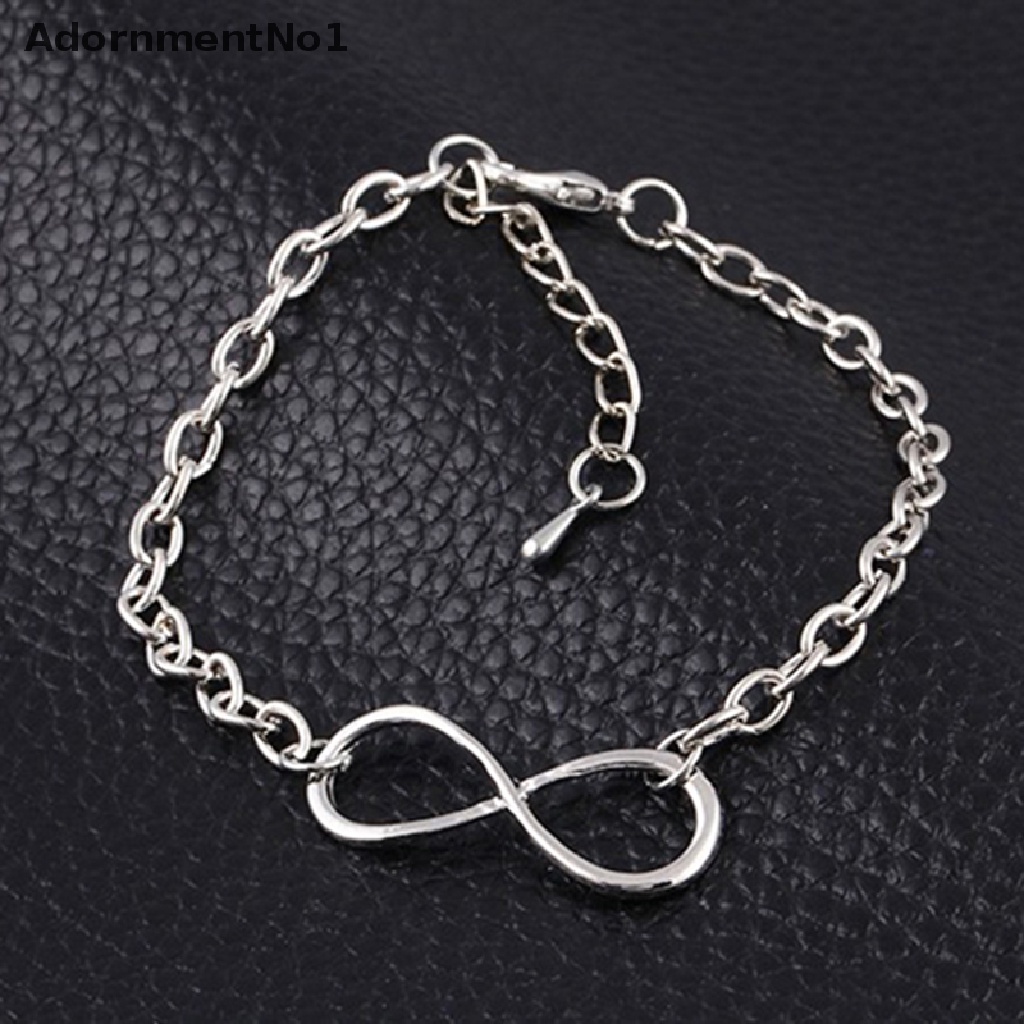 (AdornmentNo1) Gelang Tangan Rantai Motif Salib + Infinity Warna Gold / Silver Untuk Perhiasan Wanita