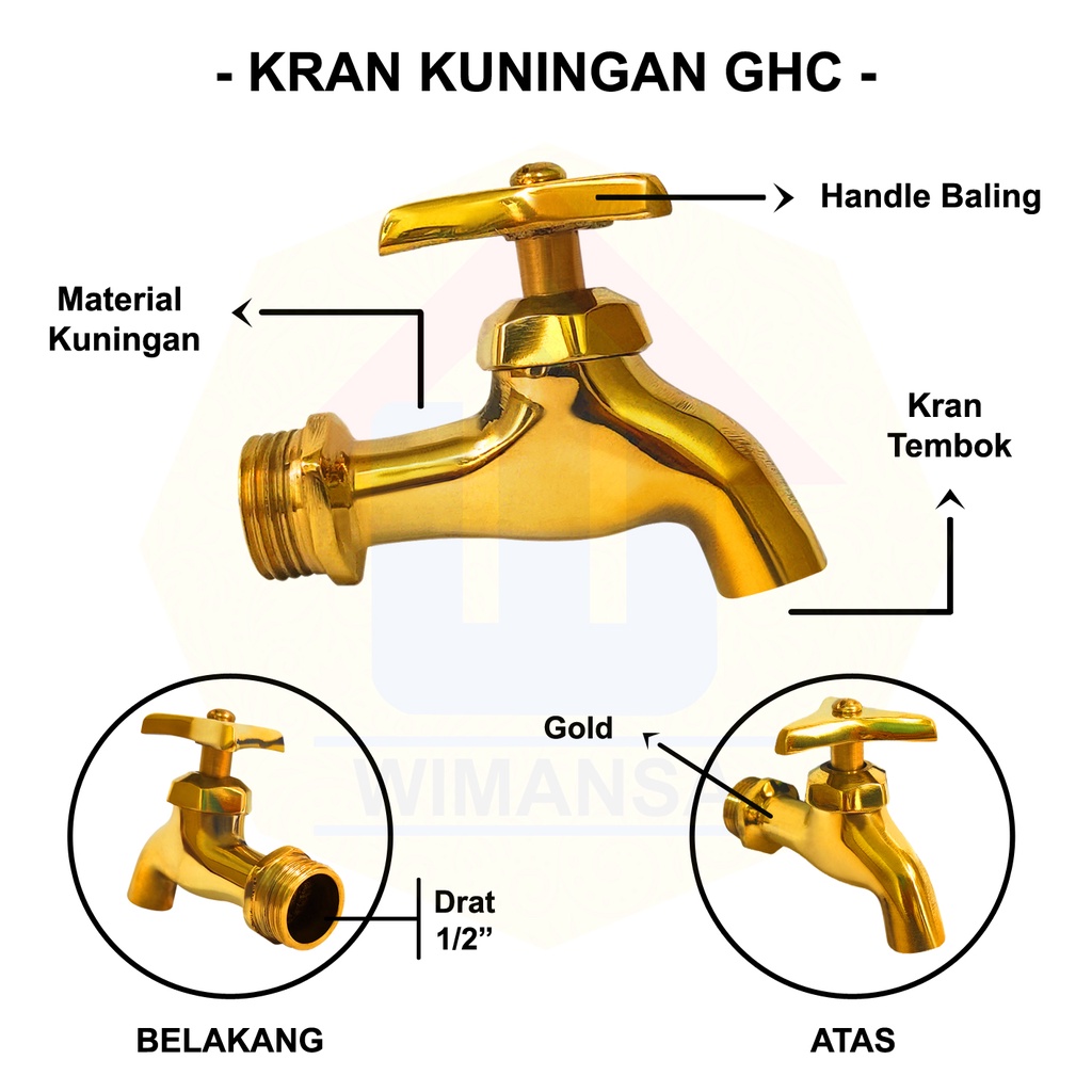 Jual Kran Kuningan Ghc Baling Inch Kran Tembok Shopee Indonesia