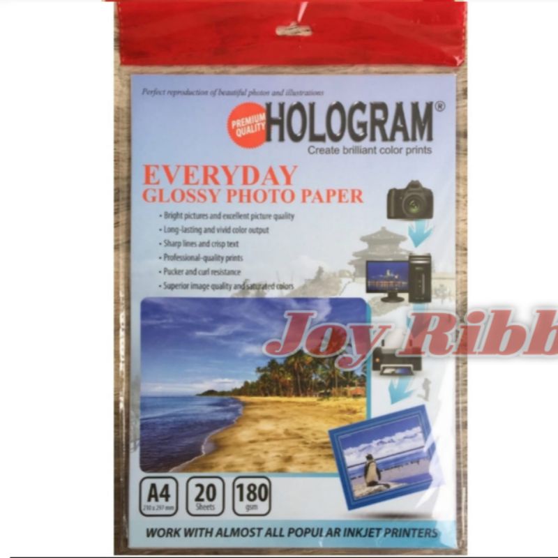 

Glossy Photo Paper A4 180 GSM Isi 20 Lembar Merk Hologram Untuk Print Photo