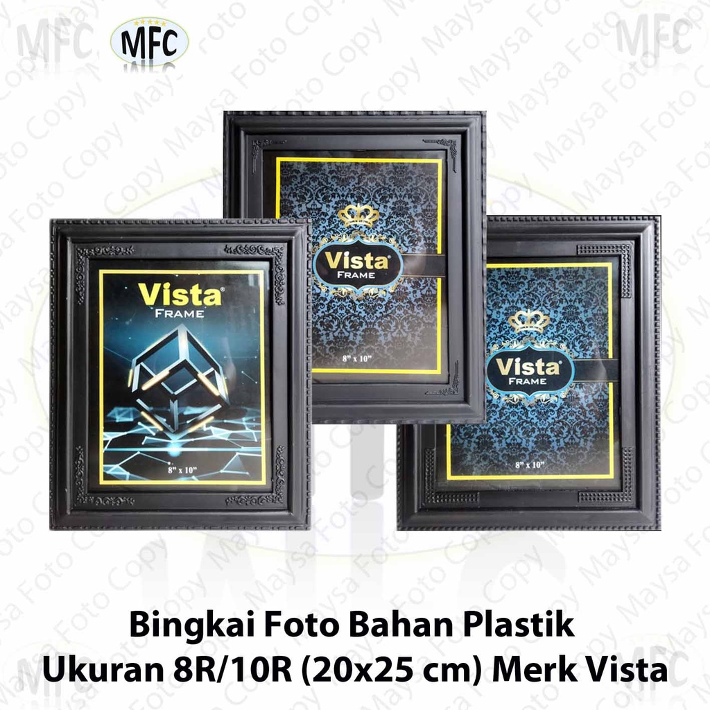Bingkai Foto 8R atau 10R 20x25 cm Vista Plastik Hitam Motif