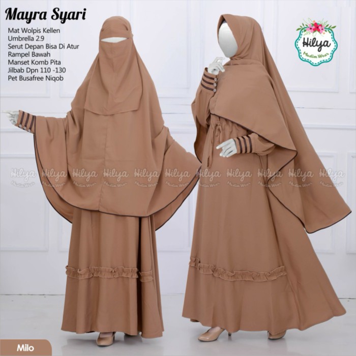 Original  Gamis Mayra Syari Original Hilya Set Khimar Dan Cadar