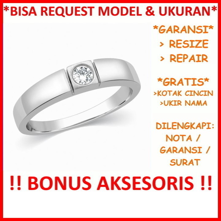 Garansi Paladium Asli Bisa Pesan Model Gratis Ukir Nama Cincin Kawin Palladium Pria Poladium ID370