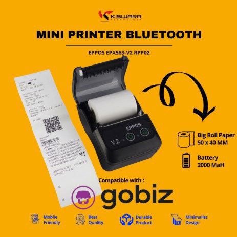 Mini Printer Bluetooth EPPOS EPX583-V2 RPP02 support GOBIZ