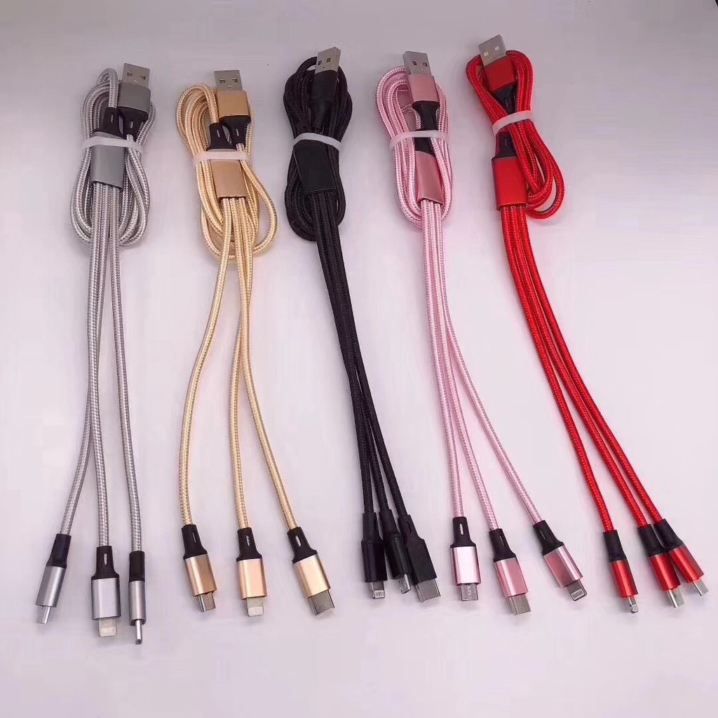 3 in 1 Kabel Charger Micro USB Tipe C Untuk iphone