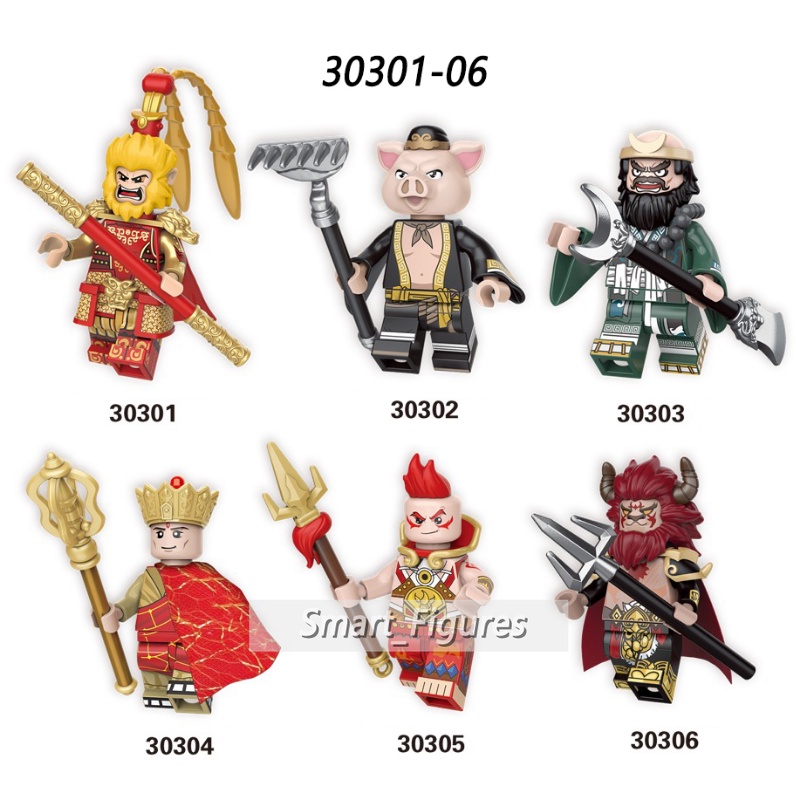 Pilgrimage To The West Mainan Action Figure Minifigures Monkey King Monk Pig Friar Sand Tripitaka Horse Red Boy