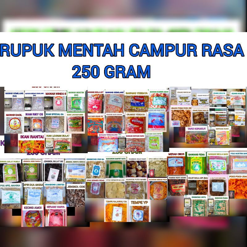 

Kerupuk Mentah Campur Rasa 250 Gram
