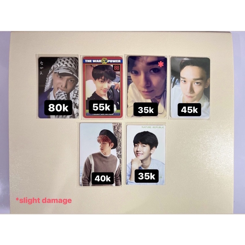 PC Photocard kai sorban Y ver, kai the war power, chen lotto k, chen hey mama b, chanyeol sunny10