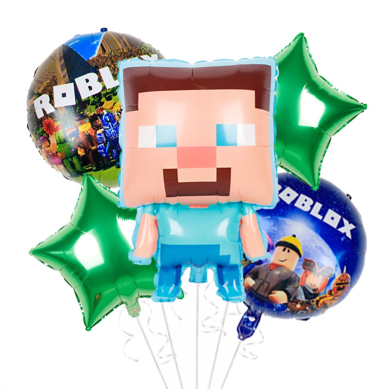 5pcs / lot Balon Aluminum Foil Tema Minecraft Untuk Dekorasi / Hadiah Anak