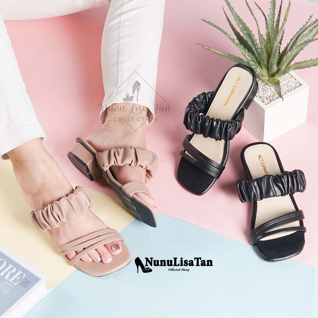 NunuLisaTan - Gratis Ongkir High Heels Wanita Korea 3CM HITAM MOCCA Casual