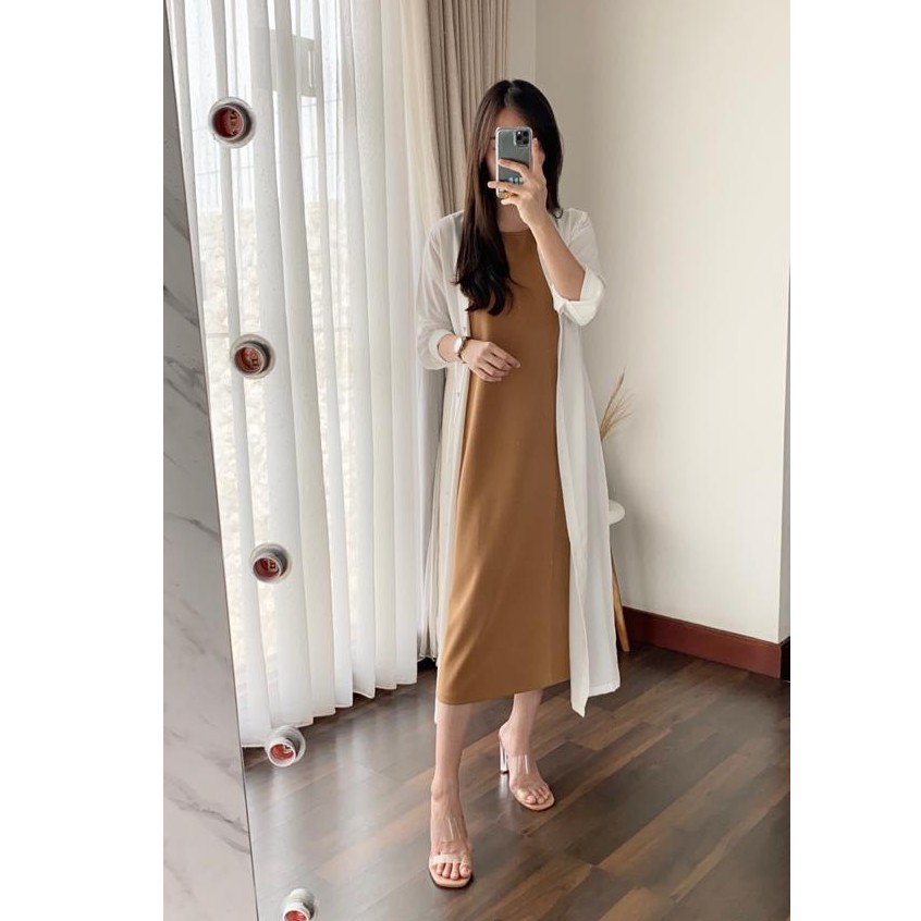 laura dress 115 cm loose dress inner dress casual dress santai cream dll