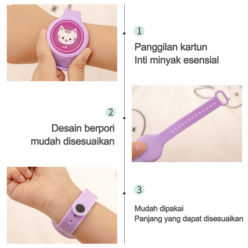 Jam anti nyamuk anak/Gelang Bentuk Jam Tangan Bayi Clip Anti Nyamuk  Anak Karakter kartun Lucu Anti Air/Gelang anti nyamuk anak led L213