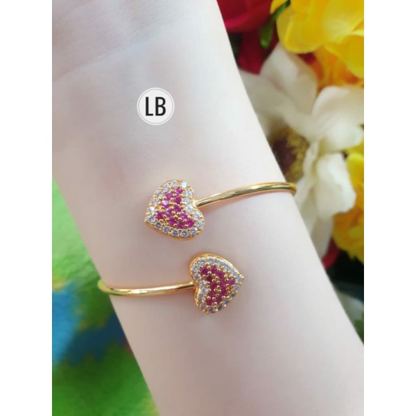 Gelang Bangle Xuping Love Permata Pink Cantik Flexibel N05072102