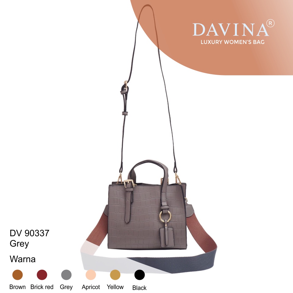 Authentic & Premium DAVINA Bag 90337 Grey | Tas Import | Tas Elegant
