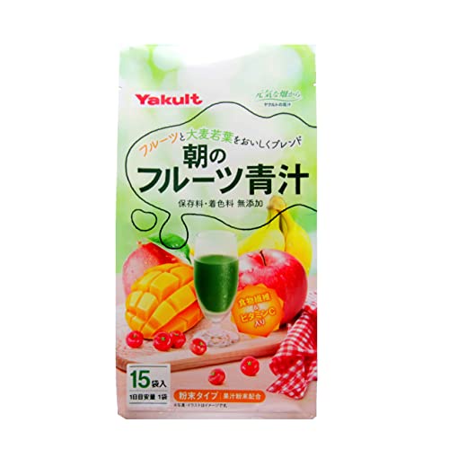 Yakult Asa No Fruit AOJIRU (Ooita Young Barley Grass) Powder Stick 7g x 15 Original From Japan