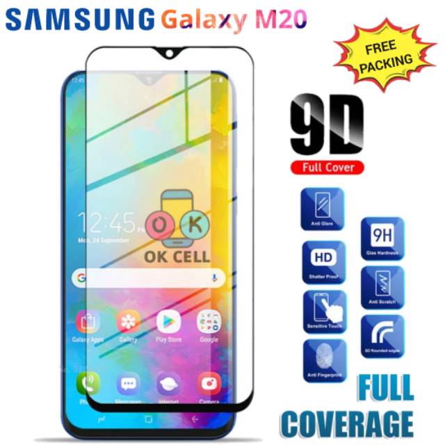 Tempered Glass Full Samsung M20 TG Anti Gores Kaca Guard Screen Protector Premium