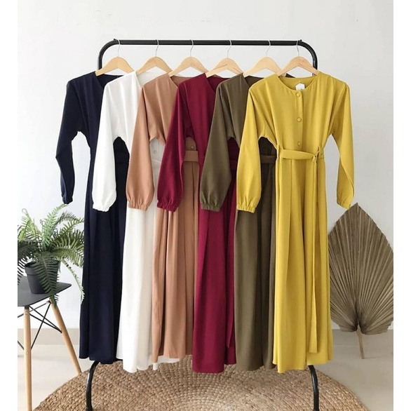 Gamis Terbaru Long Aluna Maxi Dress Kondangan Wanita Muslim Syari Remaja Murah Kekinian Terbaru 2021 BUSUI BUMIL DRESS MOSCREPE-4