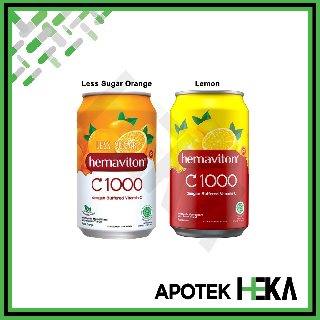 Hemaviton C1000 Kaleng 330 ml Vitamin C Orange Less Sugar Lemon Jeruk (SEMARANG)