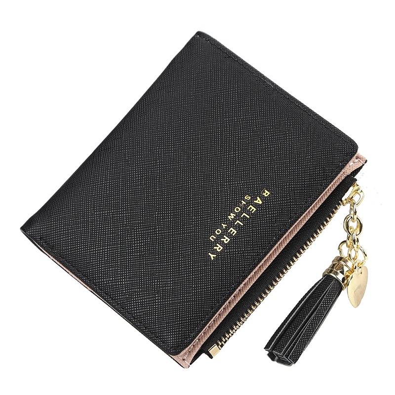 DOMPET LIPAT WANITA BAELLERRY ORIGINAL KECIL KULIT WA493B5 HELGA HITAM MINI TIPIS PENDEK SLOT KARTU UANG KOIN IMPORT KOREA REMAJA KEKINIAN PREMIUM BATAM BRANDED