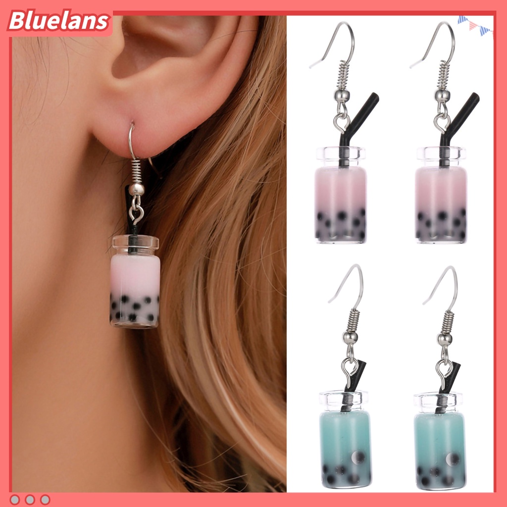 Anting Kait Gantung Panjang Wanita Desain Minuman Bubble Tea Untuk Pesta