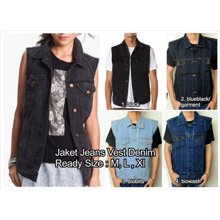 jacket business casual jacket sports jaket jeans vest model levis jean rompi denim unisex tanp 55MGH