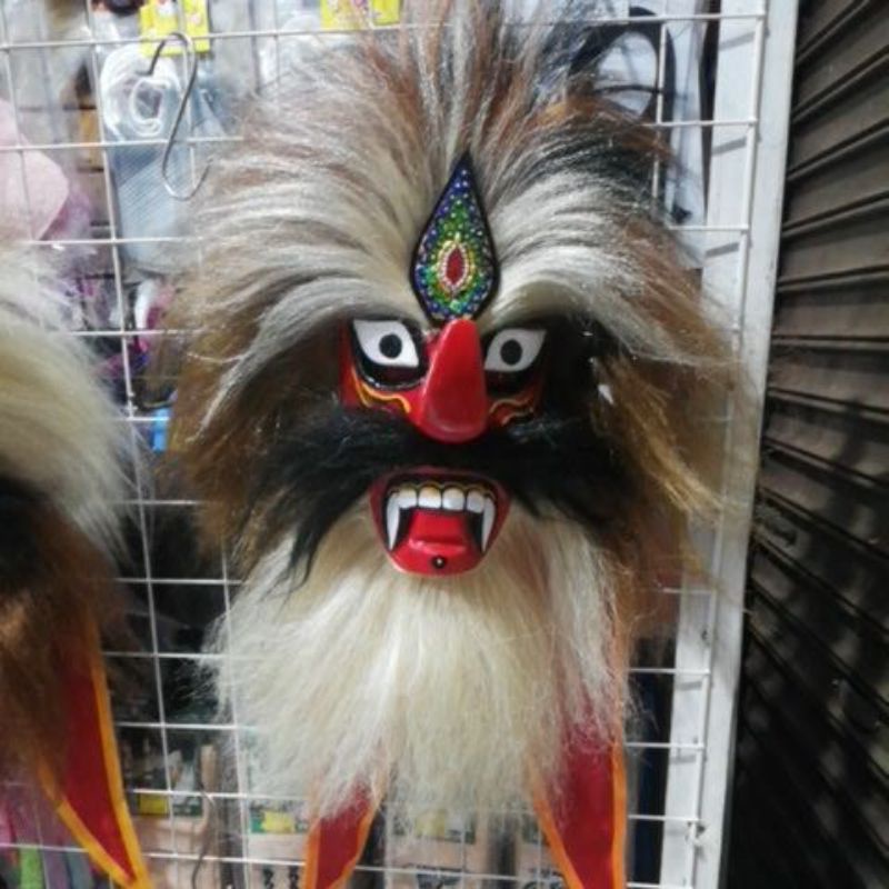 Jual topeng bujang ganong rambut sintetis hitam putih coklat | Shopee