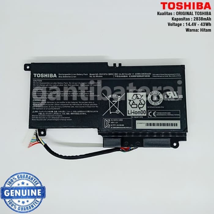 Baterai Toshiba L40-A L40D-A L45-A L40T-A L45D-A L45T-A PA5107 Ori