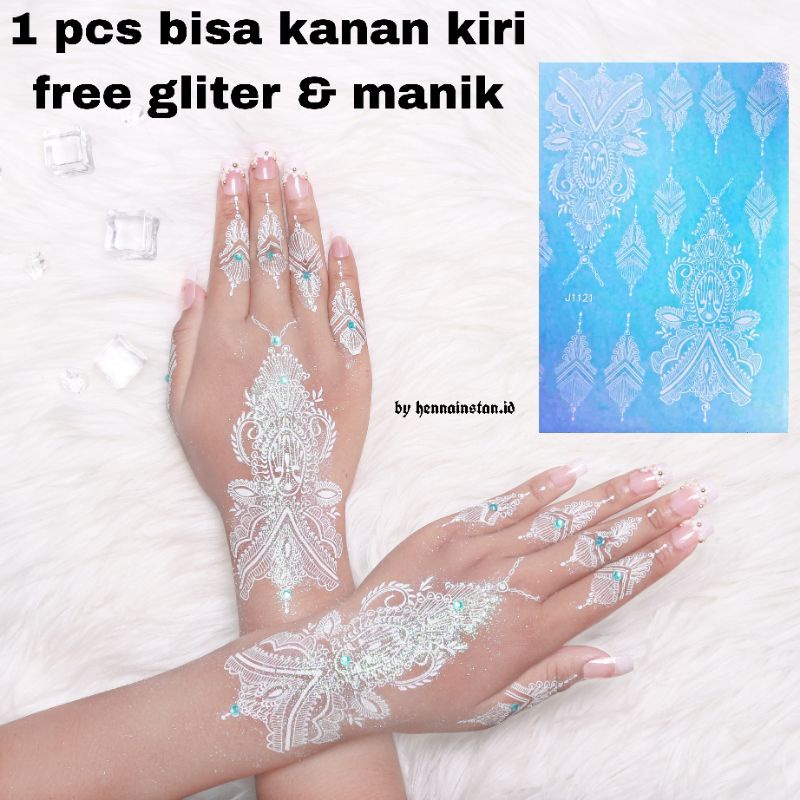 HENA INSTAN PUTIH J1121 / FREE GLITER MANIK DAN SAMPLE