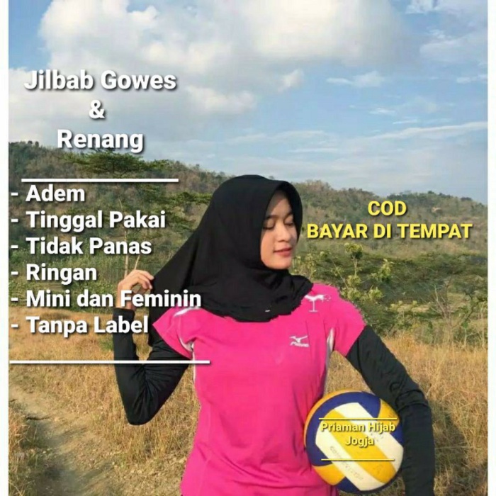 Jilbab Instan Gowes atau Renang Hijab Sport Jersey Premium Promo