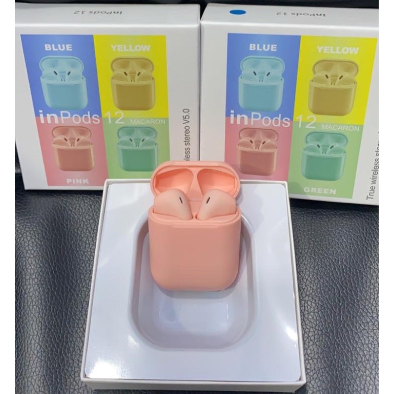 earphone bluetooth i12 twins macaron