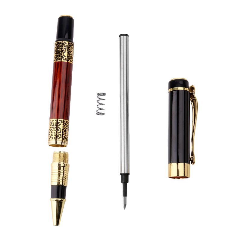 Mary Luxury Metal Ballpoint Pen Imitasi Motif Emboss Rollerball Pen Kantor S