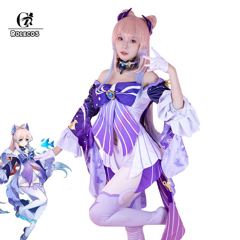 ROLECOS Genshin Impact Kokomi Cosplay Costume Sangonomiya Kokomi Cosplay Costume Sexy Women Dress Ha