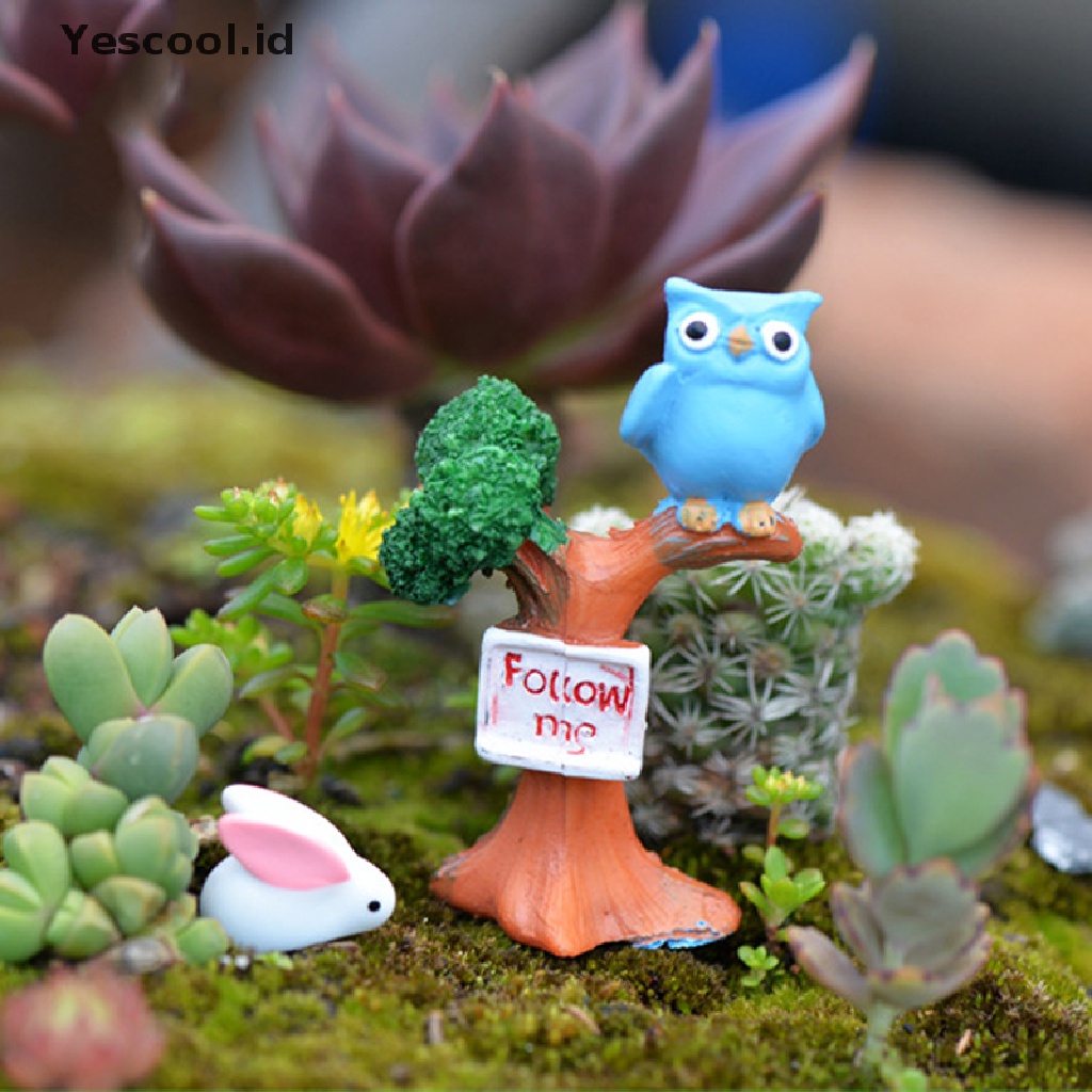 1 Pc Ornamen Miniatur Burung Hantu Bahan resin Untuk Taman bonsai