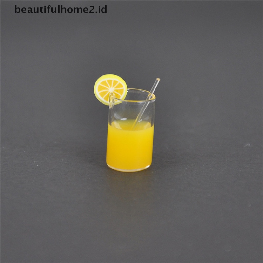 (beautifulhome2.id) 2pcs Miniatur Gelas Air Lemon Skala 1: 12 Untuk Dekorasi Rumah Boneka