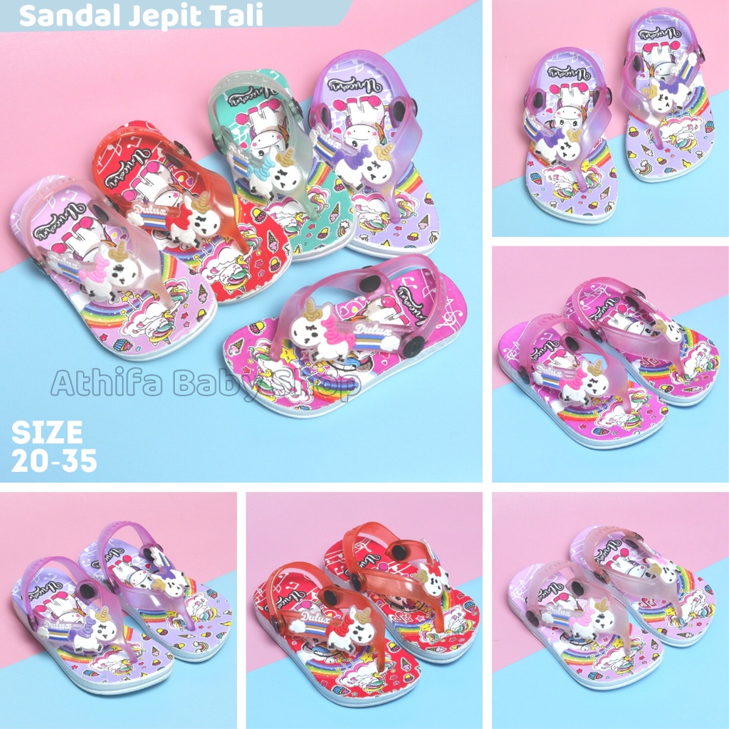 Sandal jepit anak perempuan karakter Unicorn kuda pony poni sendal cewek Usia Bulan 1 2 3 4 Tahun