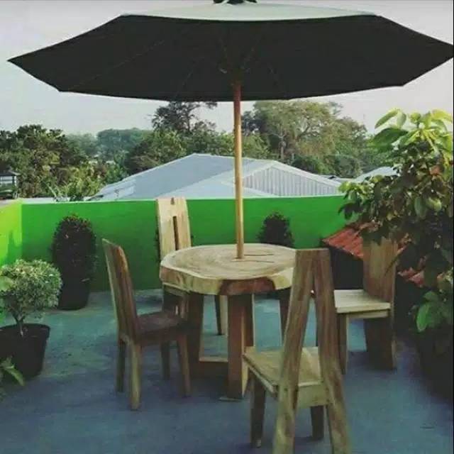 meja santai payung,kayu trembesi,mebel jepara