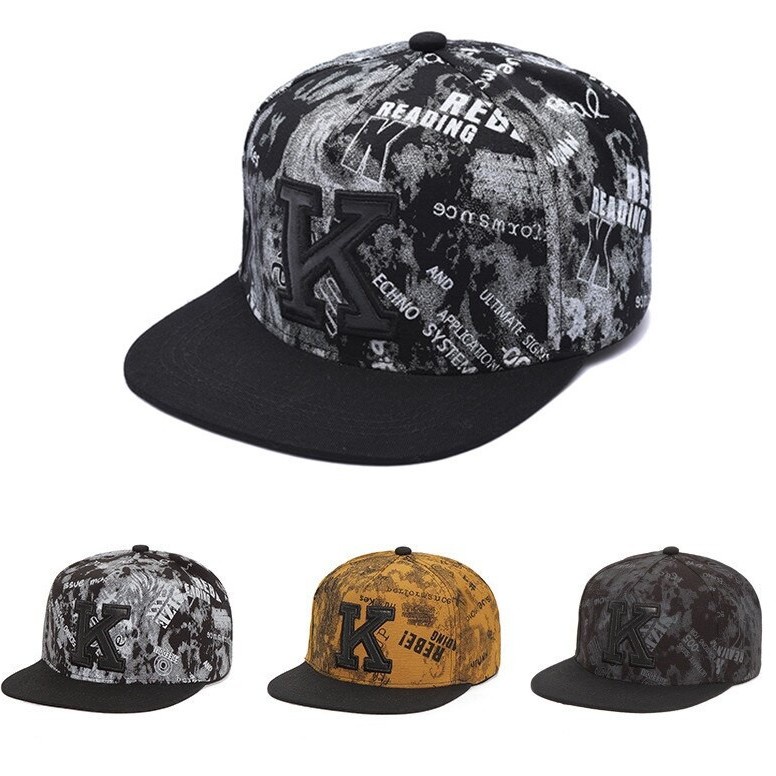 Topi Snapback Adjustable Motif Bordir Huruf K Bahan Katun Gaya Hip Hop