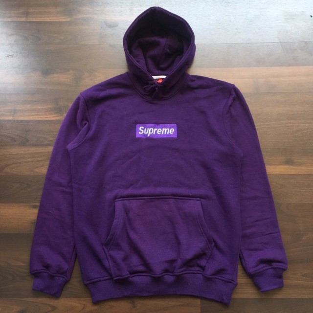 HOODIE SUPREME LOGO BOX PREMIUM UNGU SAML HOODIE IMPORT KOREA UBA